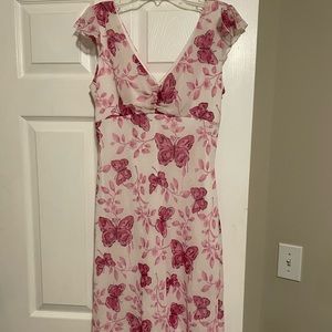 Pink butterfly print dress